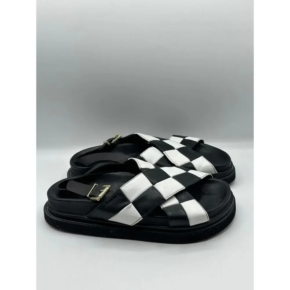 ALOHAS Marshmallow Scacchi Sandals Black White Checkered Sz 38/US 7.5 $198